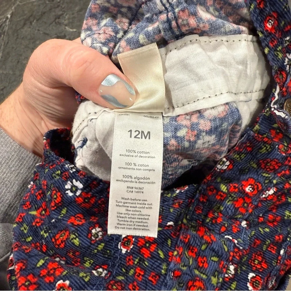 Oshkosh 12 month floral overalls baby girl navy red